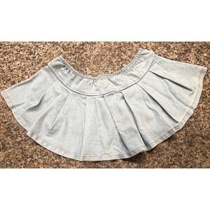 Daisy Womens Light Wash Denim Pleated Mini Skort Elastic Waist‎ Blue Small DC393